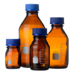 Frasco reagente âmbar vidro neutro tampa azul - graduado